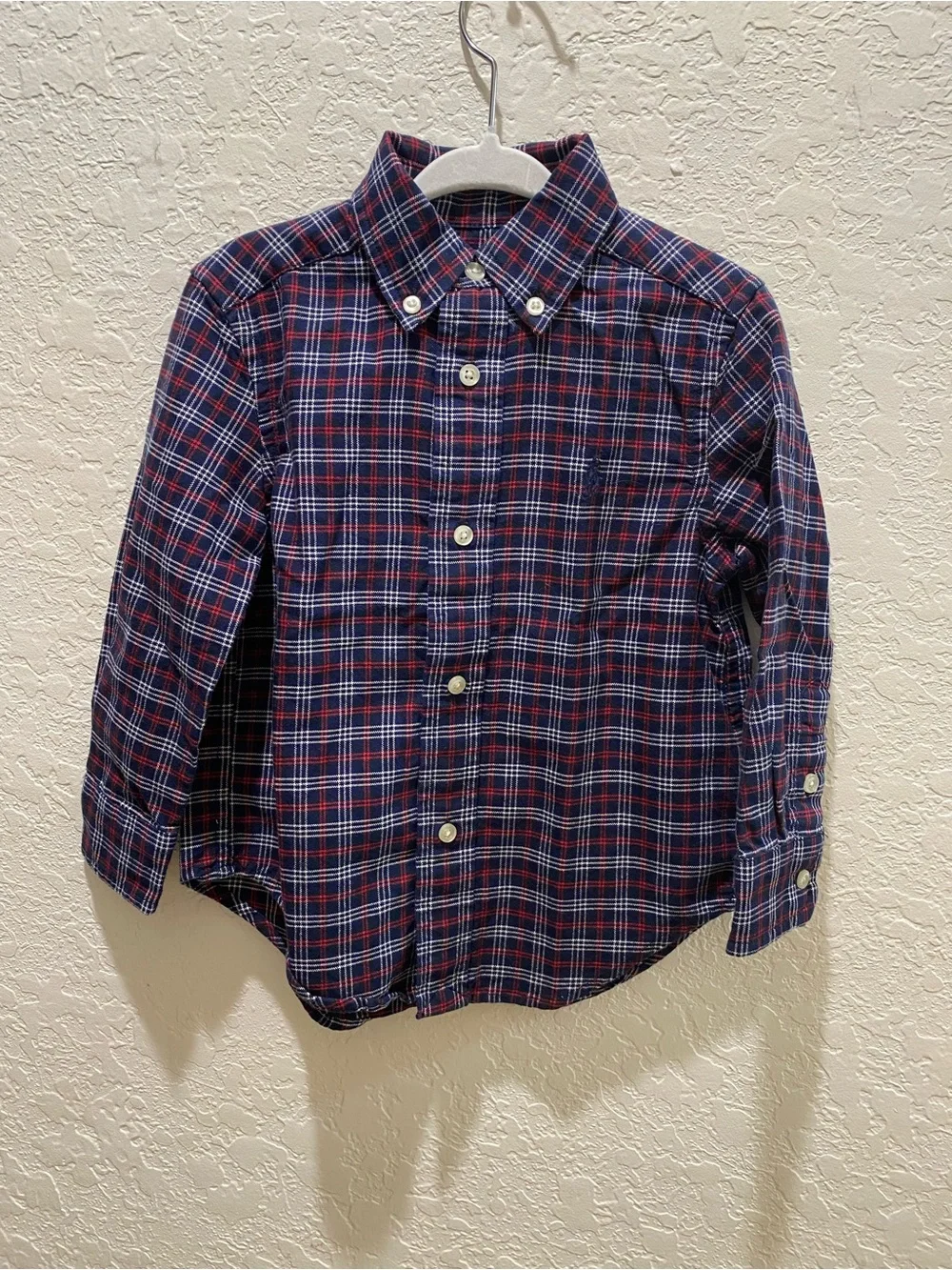 Polo Ralph Lauren Toddler Boys Navy Red Plaid Button-Down Shirt 2T
